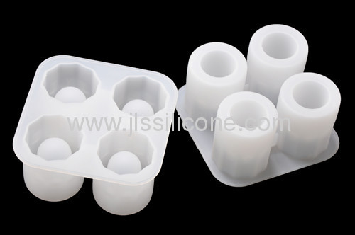 Cup shape ice cube tray with 4 cups