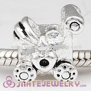 cheap factory wholesale large hole silver plated Baby Carriage charm beads