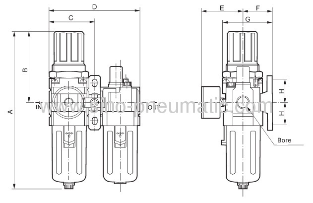 1-10Bar SMC Modular Air Filter Regulator and Lubricator AC2010-02