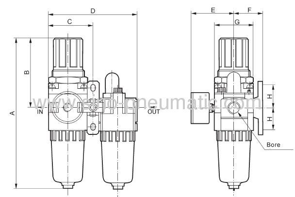 1-10Bar SMC Modular Air Filter Regulator and Lubricator AC2010-02