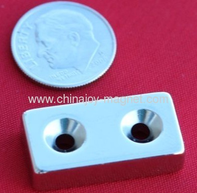 Neodymium Magnets 1 in x 1/2 in x 1/4 in Bar with 2 Countersunk Holes