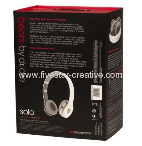 Monster Power Beats by Dr Dre Solo HD On-Ear Headphones with ControlTalk White