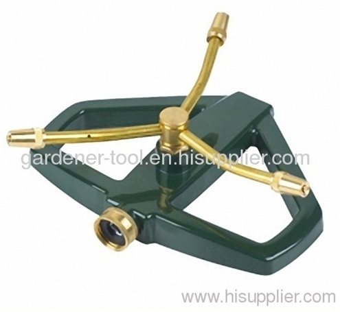 3 arm brass rotary sprinkler with zinc alloy base to irrigate small area yard