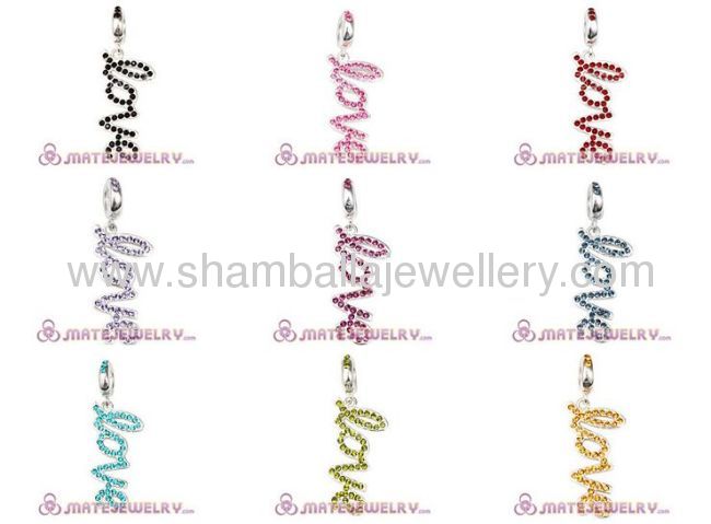 wholesale sterling silver dangle love word european rhinestone love charms