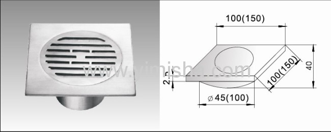 Square Stainless Steel with Chain Polished Anti-OdorFloor DrainUse in Toilet, Kitchen, Veranda and Public Drain Area