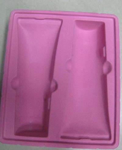 Plastic flocked blister tray for cosmetics bottle