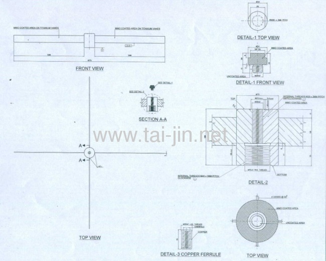 Titanium IrO2-Ta2O5coated leaf anode for cathodic protection 