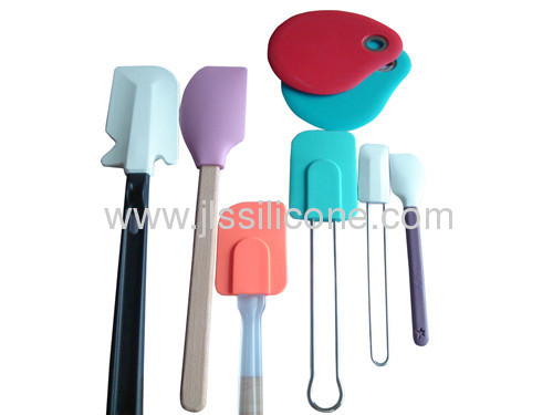 silicone kitchen tool scraper with wood handle