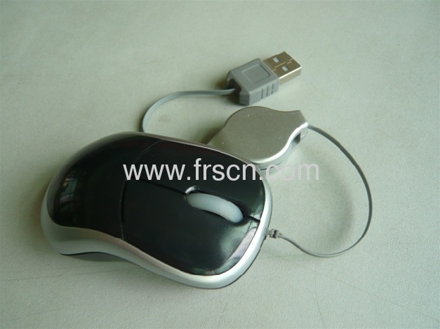 Super thin wired mouse retractable smallest size travel mouse