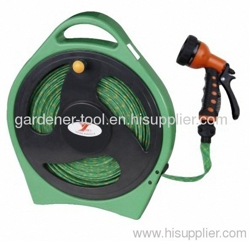 Flat Hose Reel With 50FT Flat Hose And 7-Function Nozzle