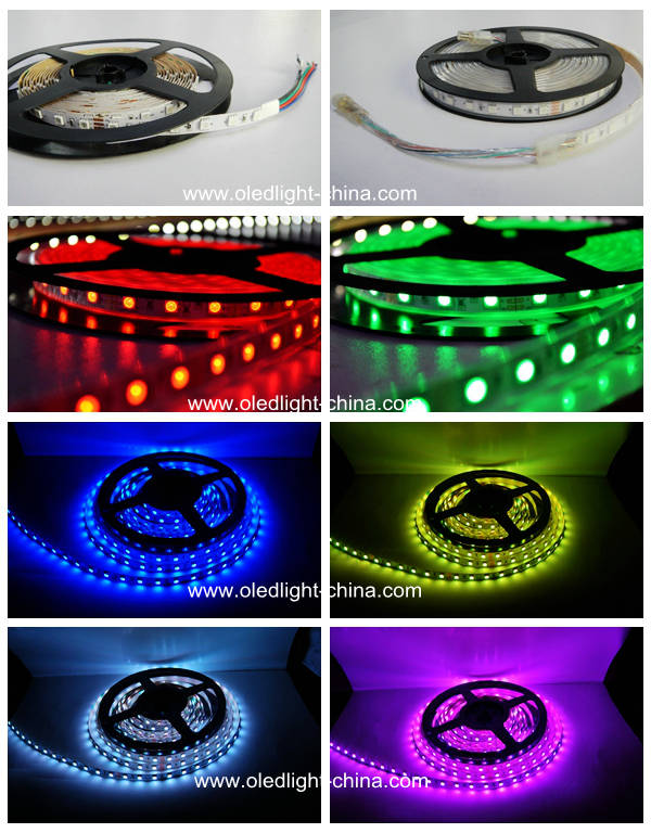 Colour changing 60pcs/meter SMD 5050 RGB LED strip light ribbon controllable