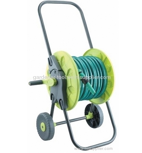 Plastic Garden Folded Water Hose Reel Cart With 15M PVC Garden Hose Set