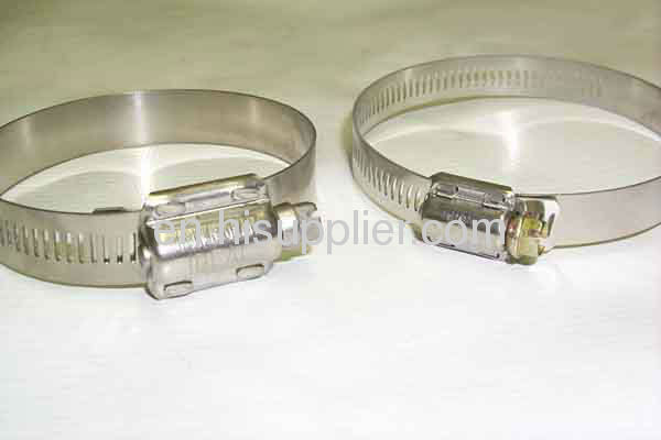 American type hose clamp with retaining clamp