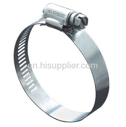 American type hose clamp with retaining clamp