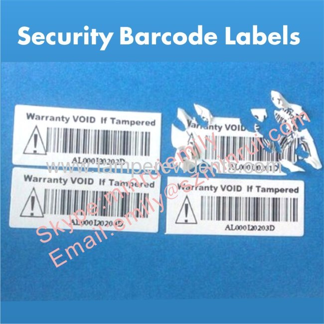 Custom Self Destructible Barcode Stickers,Security Destructive Barcode Labels,Security Barcode Label with Serials Number