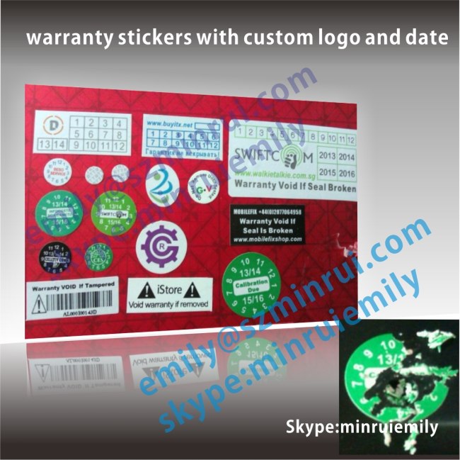 Custom One Time Use Security Stickers,Frangible Warranty Labels,Warranty VOID If Seal Is Damaged Stickers