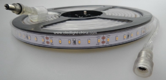 Outdoor waterproof silicon sleeved 120pcs/m LED ribbon SMD3014 top view