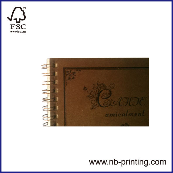 A5 brown paper soft cover spiral notebook 2 subject