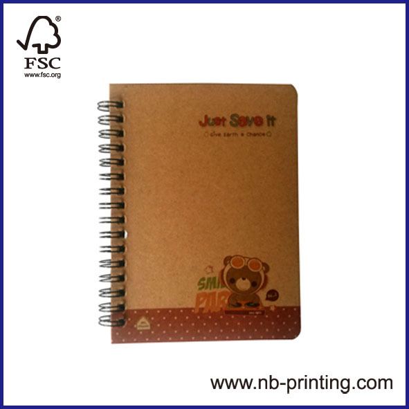 brown paper/duplex board hardcover round coner spiral notepad