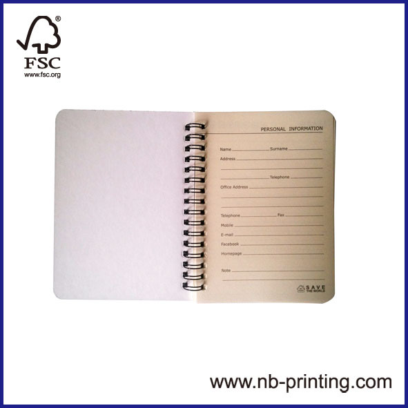 brown paper/duplex board hardcover round coner spiral notepad