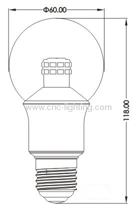 Dimming G60 LED Retrofit Bulb with 3014 Epistar LEDs over 75Ra(6W)