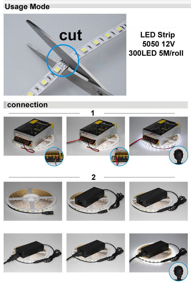 LED NON-WATERPROOF STRIP LIGHT 5M 5050 300LED DC12V