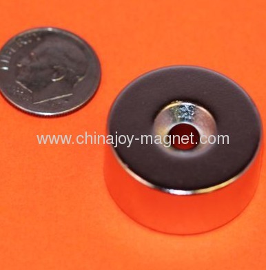 Neodymium Magnets 1 in x 1/2 in Disc Dual Sided Countersunk Hole