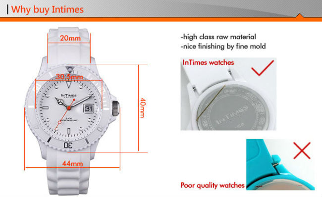 women watch 40mm size 15 colors plastic case silicon band Intimes branded women watches no MOQ IT-044