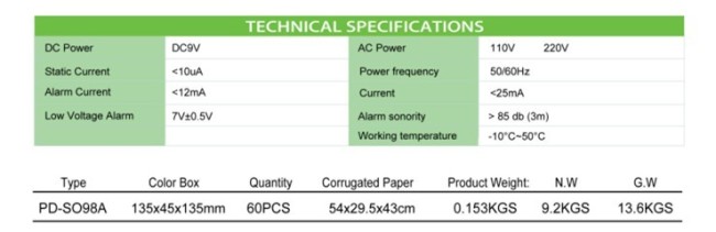 SMOKE ALARM PD SO98A