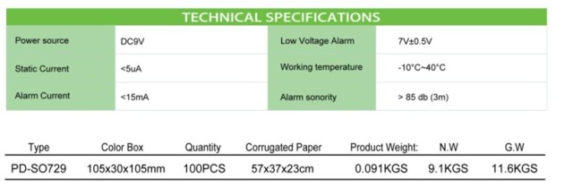 SMOKE ALARM SO 729