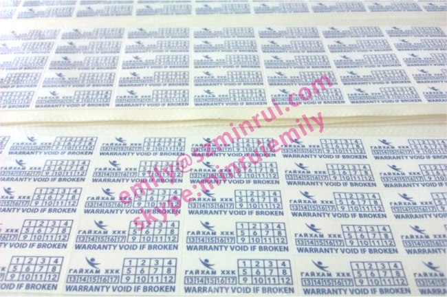 Custom Outdoor Use Warranty Stickers With Date and Logo,Custom Eggshell Warranty Labels,Laminated Destructible Labels