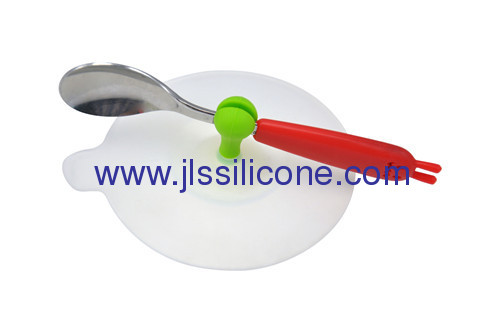 Quality kitchen tool silicone cup lid with spoon holder