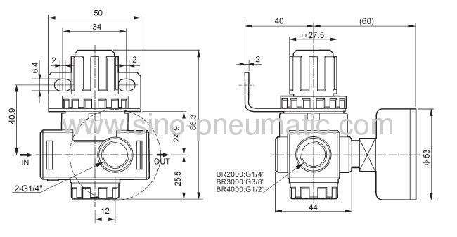 Airtac A series Metal Air Regulator BR2000 BR3000 BR4000