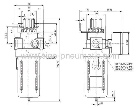 Standard 0.40KG Airtac B series Metal Air Filter Regulator 