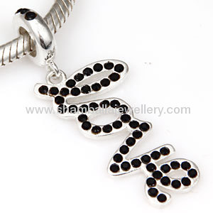 2013 gift for girlfriend,mixed silver love european crystal Dangle beads charms