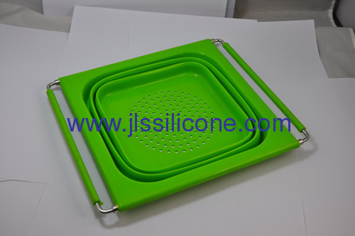 new kitchenware collapsible silicone basket with stainless steel handle