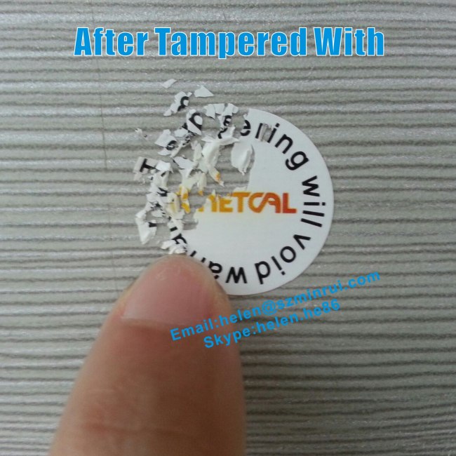 Custom Destructible Warranty Void Label Sticker,Tamper Evident Eggshell Round Warranty Paper Stickers