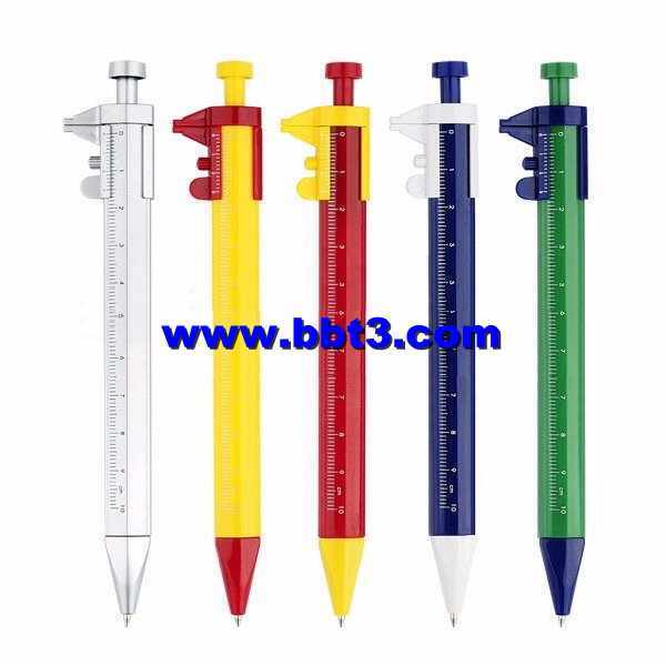 Promotional caliper shape ballpoint pen with colorful barrel