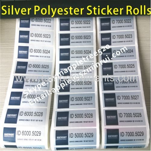 Custom Matt Silver PET Stickers,Waterproof Silver Foil Labels With Serial Numbers,Laminated Adhesive PET Label 