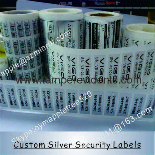 Custom Matt Silver PET Stickers,Waterproof Silver Foil Labels With Serial Numbers,Laminated Adhesive PET Label 