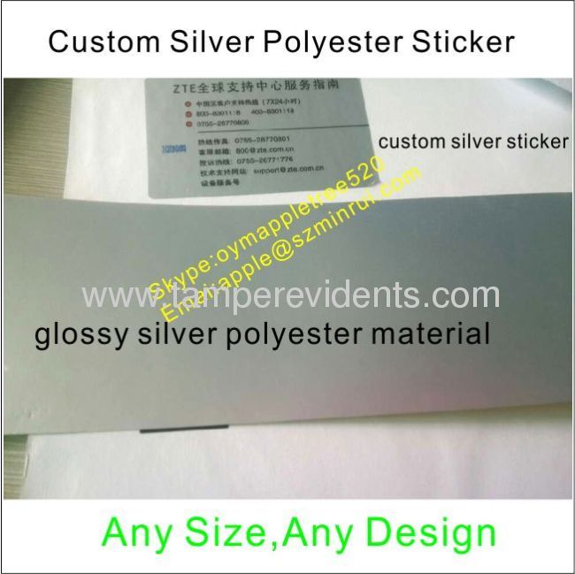 Custom Matt Silver PET Stickers,Waterproof Silver Foil Labels With Serial Numbers,Laminated Adhesive PET Label 