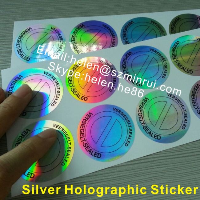 Custom Round Silver Holographic Sticker,Tamper Proof Self Adhesive Hologram Seal