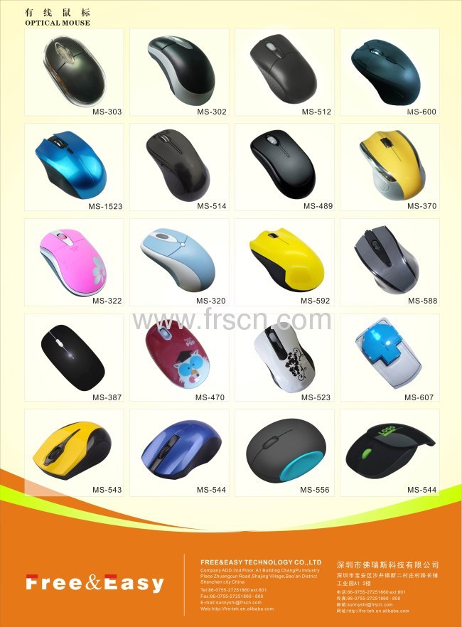 Mini small size flat 3d optical wired mouse