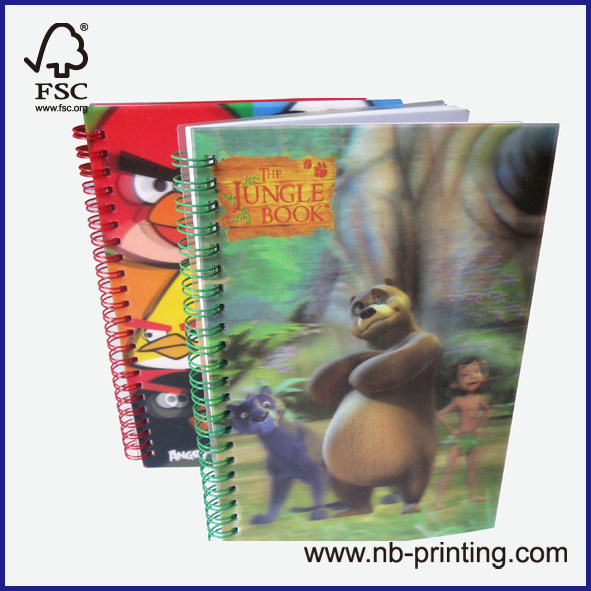 A5 popular carton PP cover 3D spiral notebook good quality college ruled