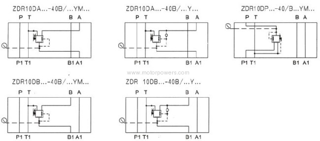 Pressure reducing valve direct operated sandwich plate