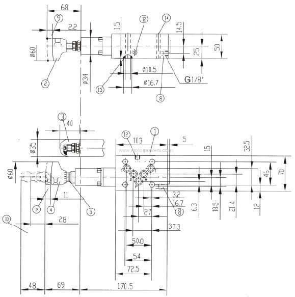 Pressure reducing valve direct operated sandwich plate