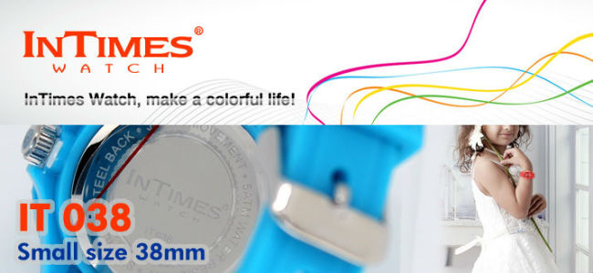 Silicone bracelet CE &RoHS plastic case 50m water-resistant Intimes watch IT-038