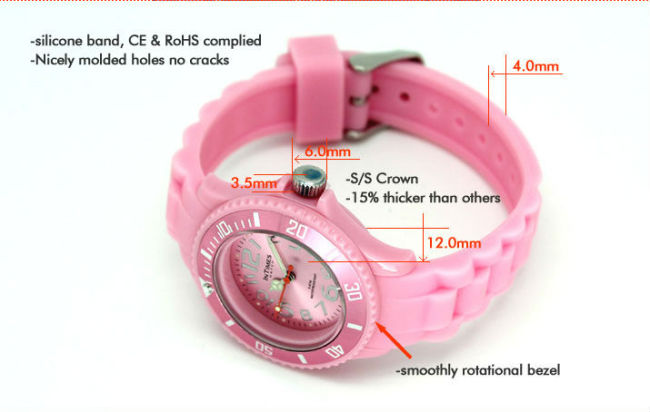 Silicone bracelet CE &RoHS plastic case 50m water-resistant Intimes watch IT-038
