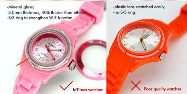 Silicone bracelet CE &RoHS plastic case 50m water-resistant Intimes watch IT-038