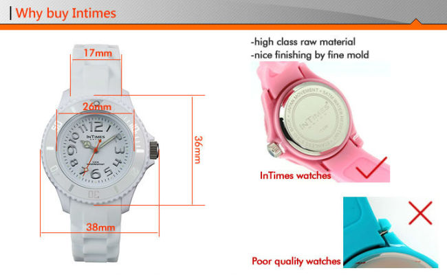 Bright clock quartz watches with Japan quartz watch movt. 7 colors mini size for kids Intimes quartz watches